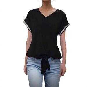 NEW VAVA camille front tie shirt in black